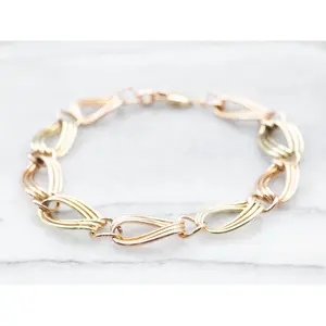 Two Toned Gold Fancy Curb Chain Bracelet