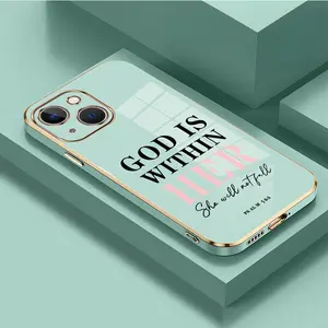 God is Within Her Christian Phone Case for iPhone 17 15 Pro Max 16 14 Plus 13 12 11, Psalm Bible Verse Religious Electroplated Soft TPU Cover, Aesthetic Protective Case for Women Girls Men, Dirt-Proof & Easy to Clean