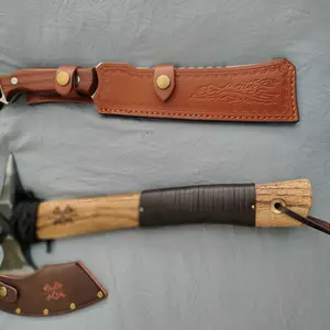 Grumpy Bear Garden Axe for Camping，Blade with Walnut Wood Handle-Great Christmas gifts