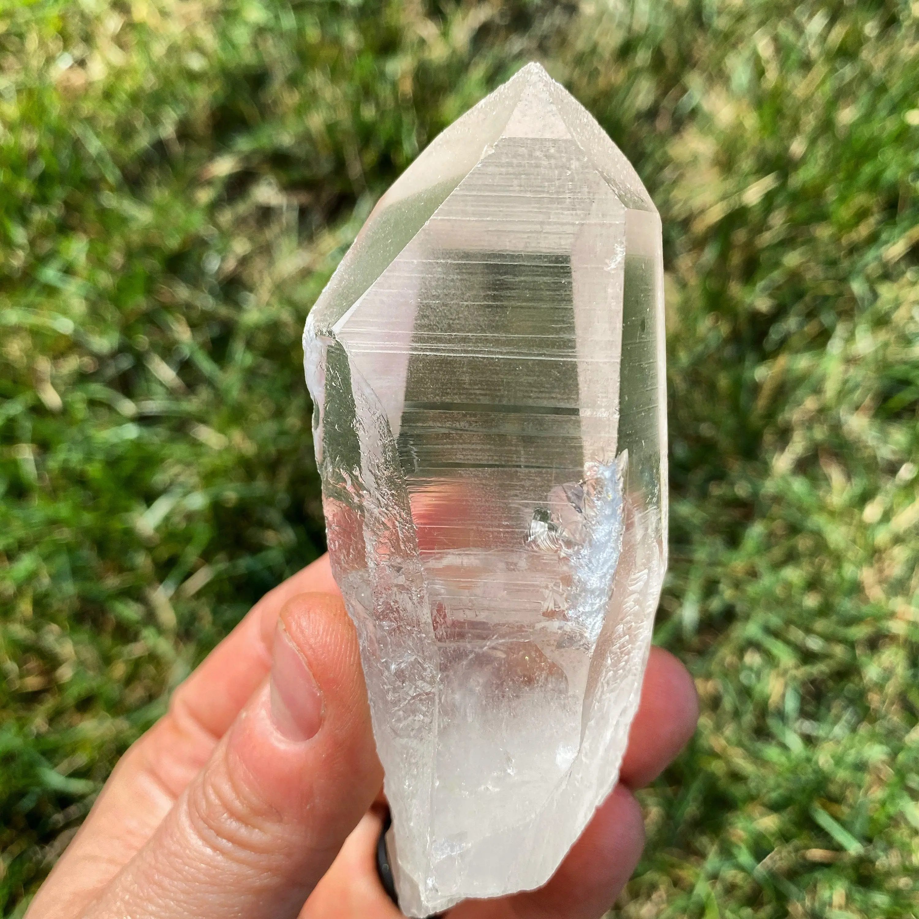New Moon Beginnings Raw Lemurian Quartz Point - Large, Crystal-Shaped Quartz Stone with Natural flaws and Original Appearance
