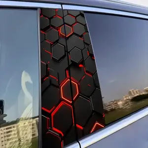 2pcs Plaid Pattern Car Stickers, Suitable for All Models, Waterproof Scratch-Resistant Durable Vinyl Decals for Car Door B Racks, Easy Self-Adhesive Installation, Space Theme, Car Door Decoration