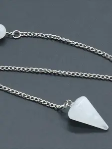 1pc Yellow Jade Quartz Pendulum with Silver Chain, Solid Natural Stone Dowsing Tool for Chakra Balancing & Reiki Healing Meditation, Divination Crystal Pendulum, Perfect Gift for Mom