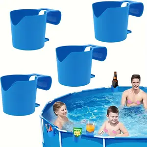 Poolside Storage Basket with Drink Cup Holder and Hooks, Space-Saving Hanging Box for Towels Snacks Pool Toys, Durable Pool Accessories