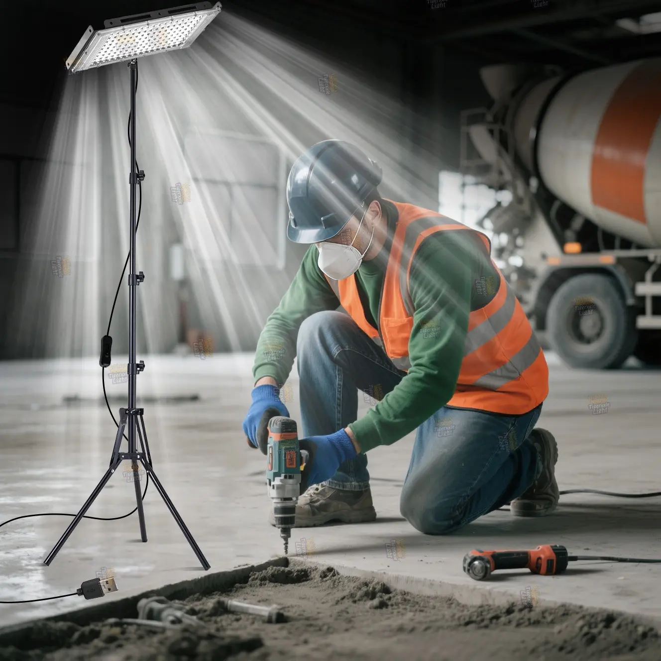 OYCIJE 144/96/50 LEDs work light, daylight white, 6000K, USB plug, Tripod Worklights for Indoor Job Site Workshop Garage Construction Site Lighting