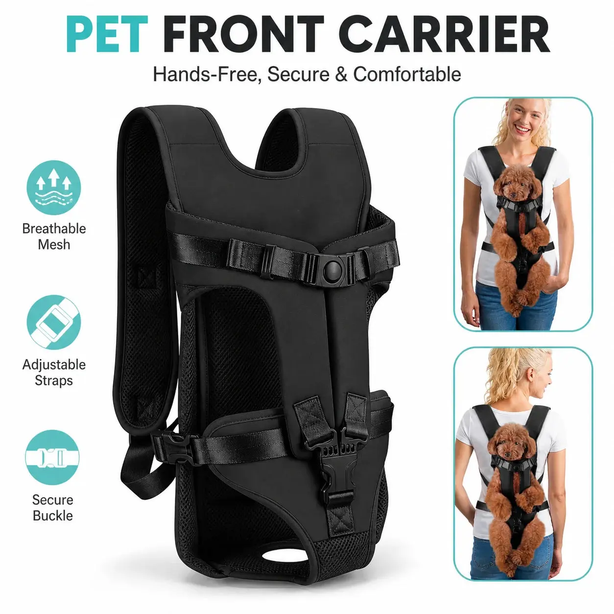 Hands-Free Front Pet Carrier Backpack – Small Dogs Hands-Free Front Pet Carrier Backpack – Small Dogs
