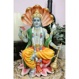 Ebros Hindu God Vishnu Vasudeva Sitting On Throne of Cobras Statue 8"H