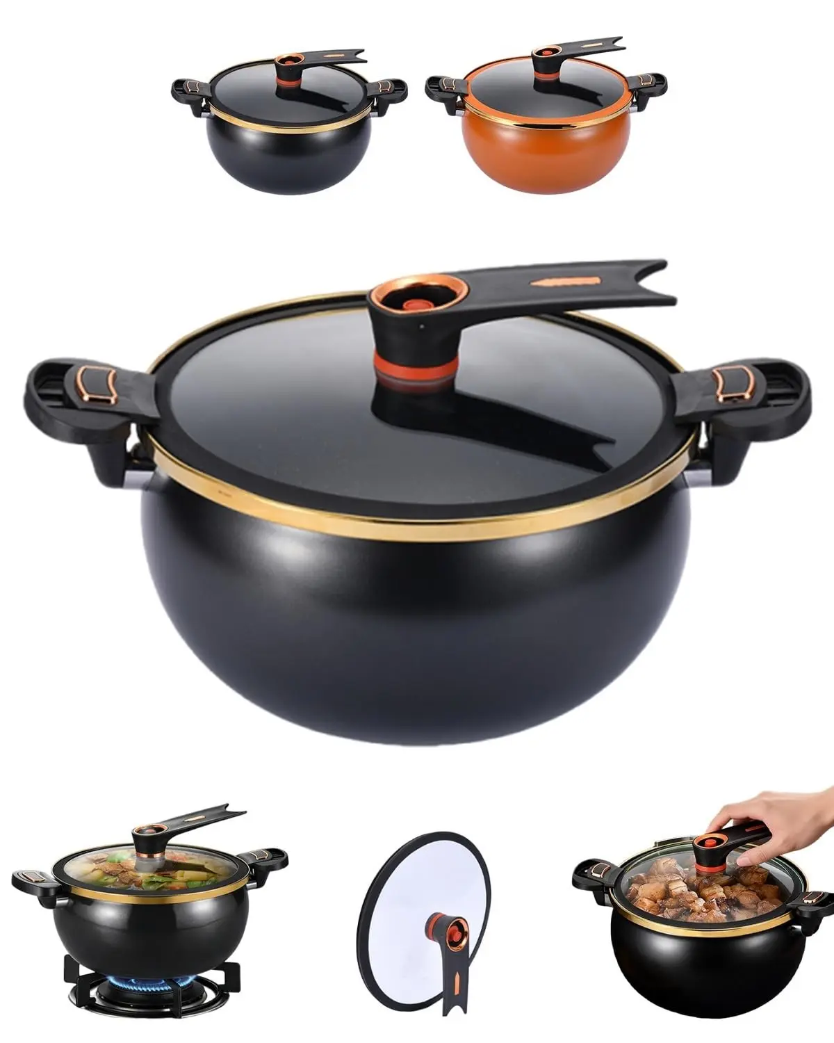 8.45QT Non-Stick Mini Pressure Stockpot - Large Capacity, Twist Lock Handle for Quick Cooking, Multi-Purpose Soup Pot, Gas Stove Compatible, Home Gift