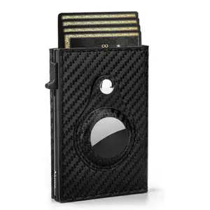 【Christmas Gift 】Men's AirTag Pop-Up Wallet: RFID Blocking, Smart, Slim, Simple, Carbon Fiber - 9-14 Card Capacity | ID Window | Cash Slot