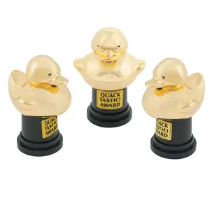 2 3/4" x 4" Black & Gold Plastic Quacktastic Award Trophies - 12 Pc.