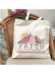 Upgraded Christian Tote Bag, Christian Gift, Church Bible Verse Handbag, Christian Print Handbag, Large Capacity, Fashionable And Simple Style, Durable Canvas Bag, Suitable For Outdoor Picnics And Parties