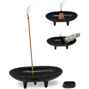 Cast Iron Incense Burner 4" L 2" H, Ideal for smudging, Incense Burning, Ritual Purpose, Decoration etc. (4" L)