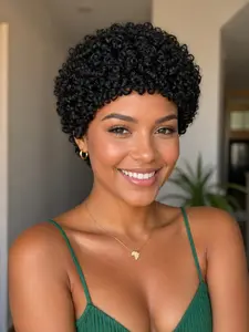 8-Inch Human Hair Wig for Men & Women, Natural Afro Curly/kinky, 180% Density, Short Pixie Cut, Pixie Wigs, Unisex Hairpiece for All Skin Tones