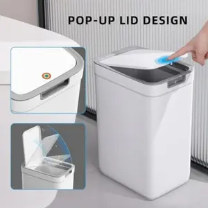 New Garbage can with pop-up lid, small trash can, ultra-thin trash bin trash basket - white