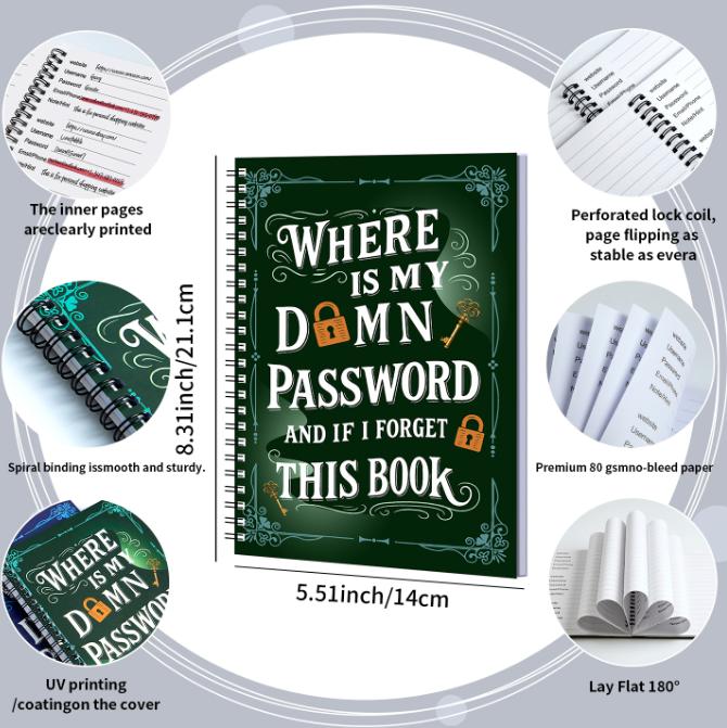 Compact Password Keeper Notebook, Lightweight Layered Tabs Organizer with Sturdy Build, Versatile Security Tool & Notebook Accessory for All Ages