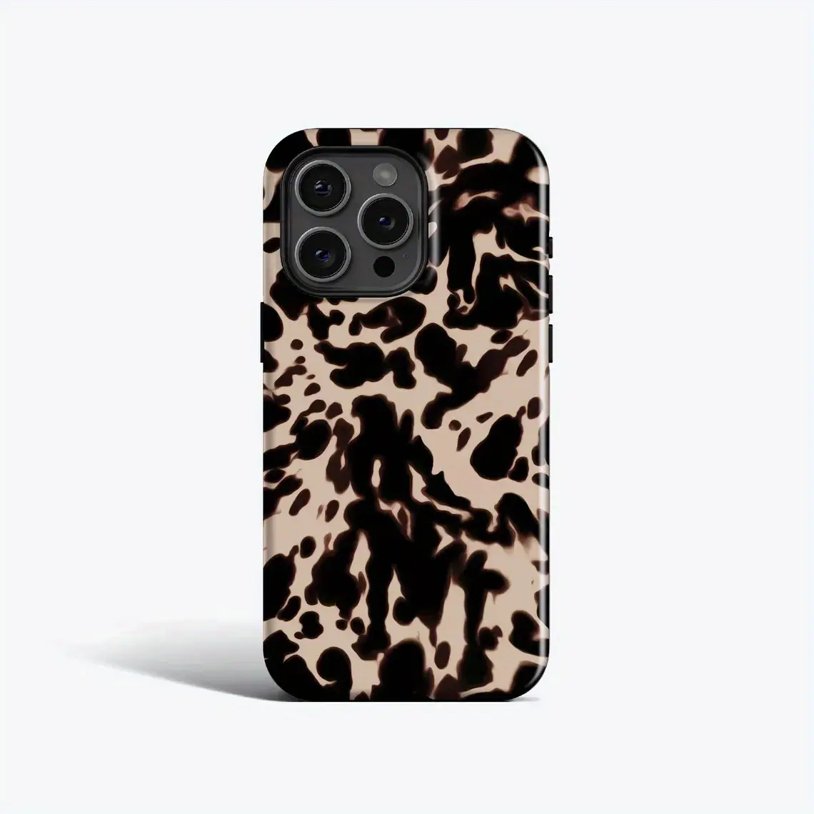 Beige Tortoise Pattern Phone Case for iPhone 16 Pro Max, 16, 15 Plus, 14 Pro, 13, 12 Mini, 11 - Shockproof Protective Cover for Smartphone, Handheld, Cellphone Devices with Enhanced Protection, Casing
