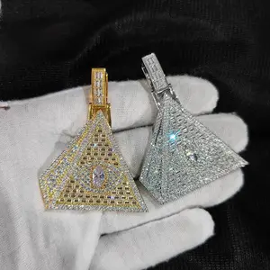 European and American cross-border eyes pyramid pendant necklace Hip hop high street accessories men and women with zircon necklace