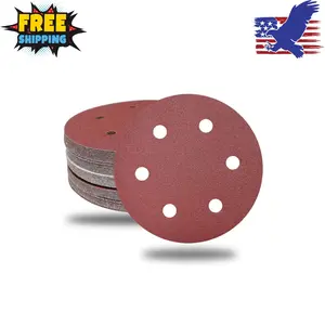 50 PCS 9 Inch 6 Hole Drywall Sanding Discs Set -10 Each of 60 80 120 150 240 Grits, 9" Hook-and-Loop Sandpaper