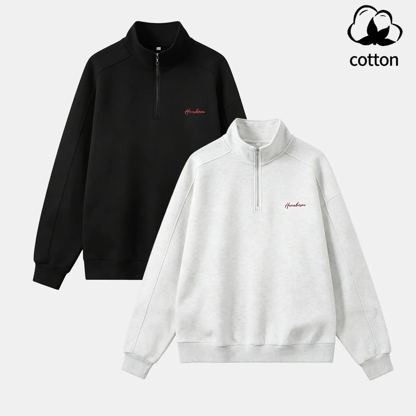 Men's Half Zip Mock Neck Sweatshirt, Stylish Oversize Pullover with Script Print, Windproof Cotton Blend Long Sleeve Menswear, Lettering