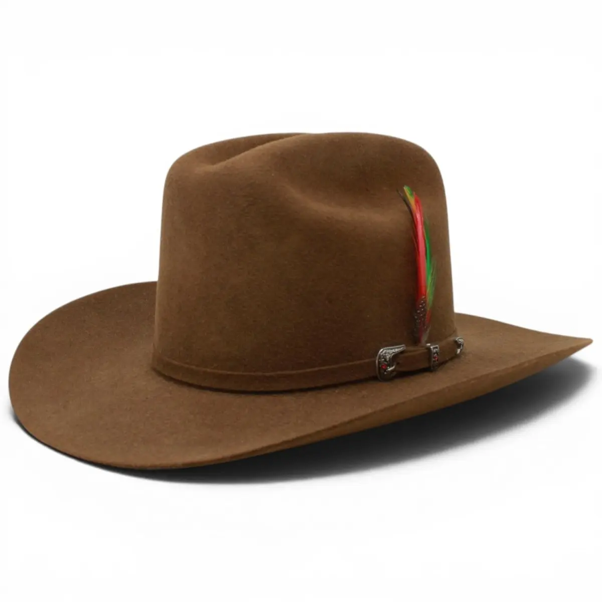 Brown  200X Felt Hat style "El Innombrable" Texana de White Diamonds with Feathers