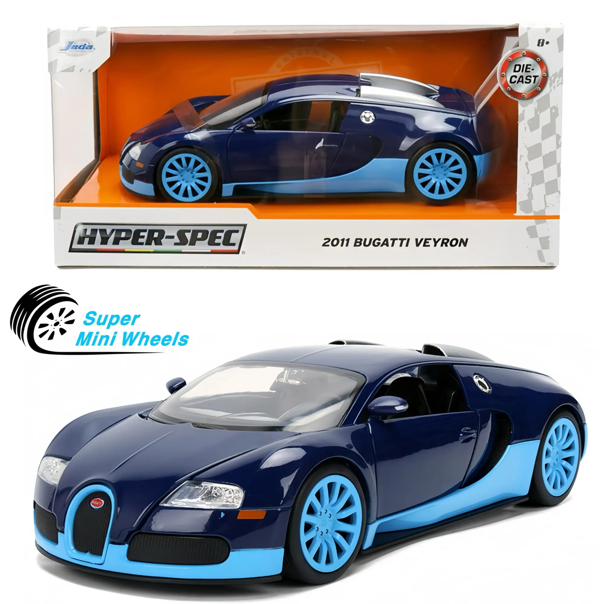 Jada 1:24 Bugatti Veyron 2011 – Blue – Hyper-Spec #37643