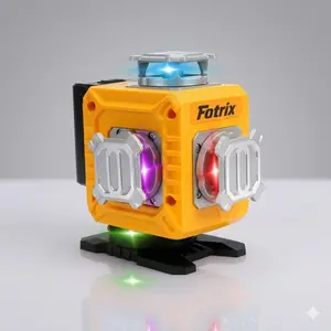 16-line automatic Anping laser level, 4 lines of 360° laser beams, measurement range up to 230 feet; equipped with two 2000 mAh batteries, supports Type-C charging; includes an aluminum alloy height-adjustable base with tripod, suitable for tile installat