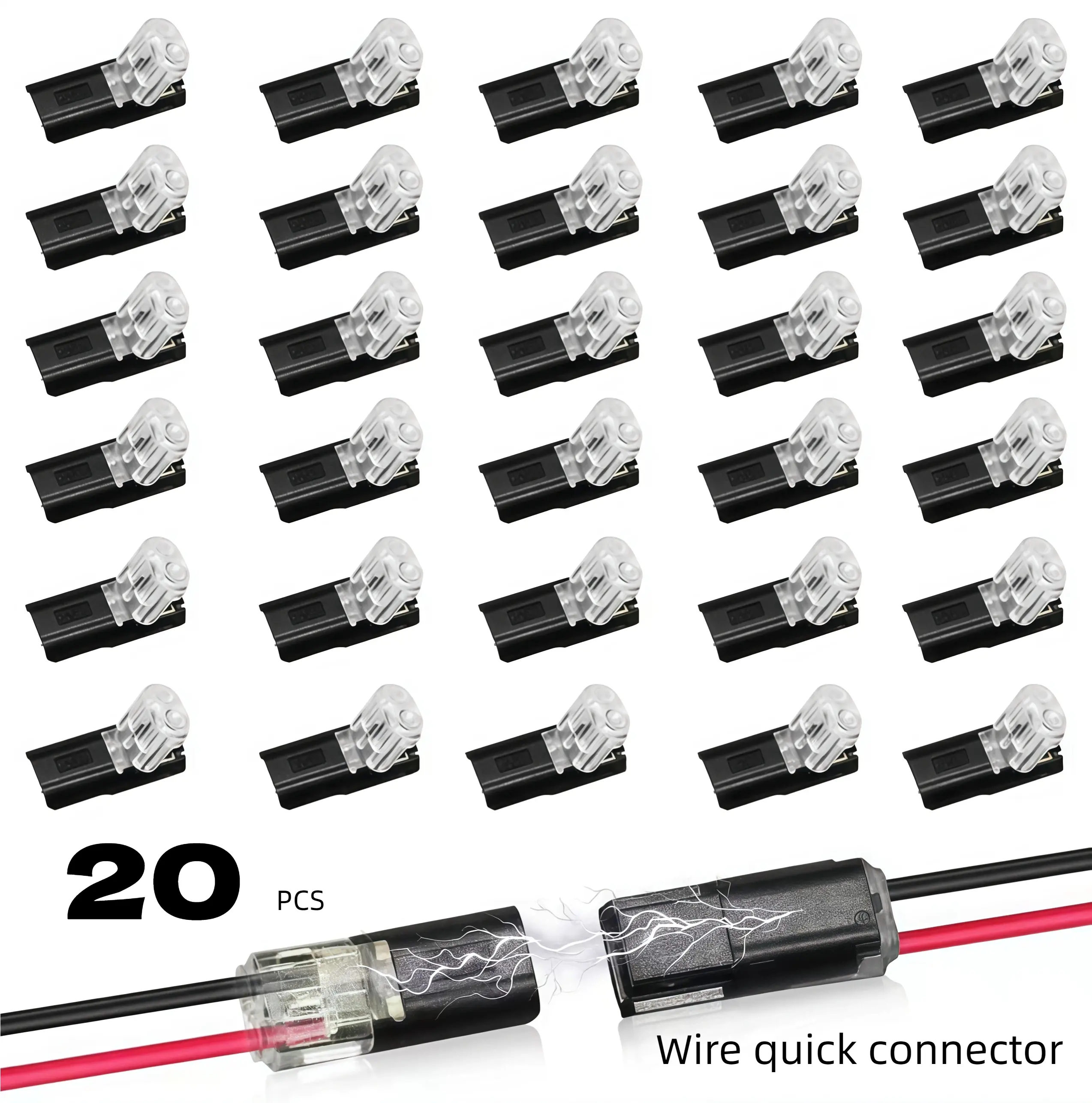 30PCS 1-Pin Quick Plug Wire Sockets - Inline Connector Kit with Switches for Cars, Automotive Solar Panels, LED Light Strips, 12V-24V Low Voltage Use