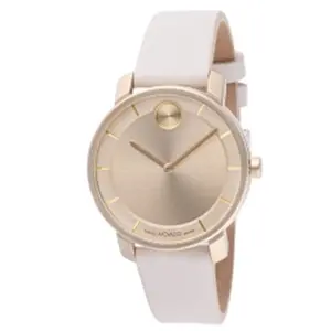 MOVADO BOLD WHITE LEATHER GOLD TONE
