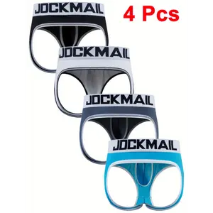 Fitok JOCKMAIL 4pcs Sexy Open Back Briefs - Modal Soft, Stretch Fit with Pouch for Casual Attire & Jockstrap Style, Man Sleeve