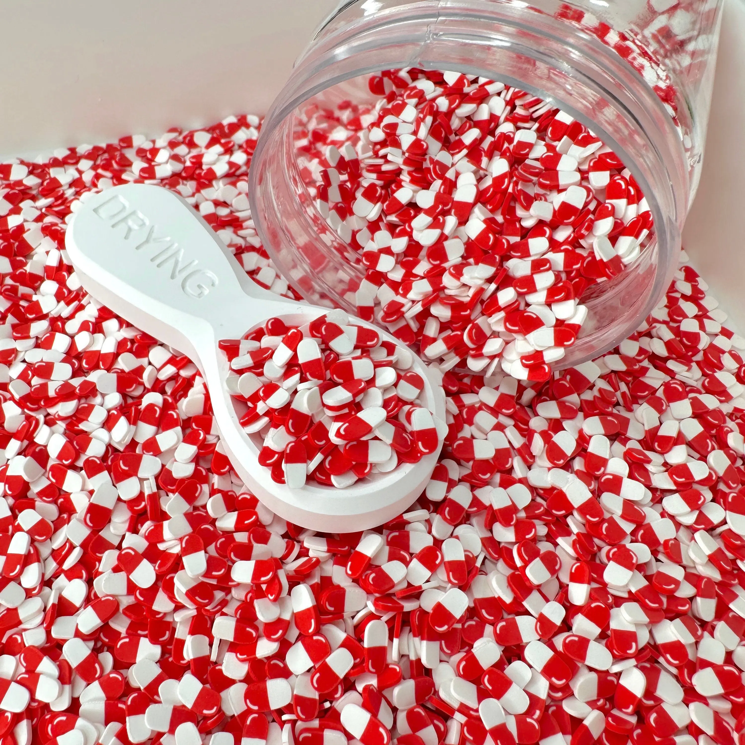 5MM/10MM Pastel Red Pill, Medical Polymer Clay Sprinkle (NOT EDIBLE)