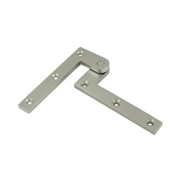 Solid Brass Pivot Hinge, 4.37x0.62x1.87 in Satin Nickel Finish, Weatherproof Door Hardware for Kitchen/Bath, Includes Wood Screws