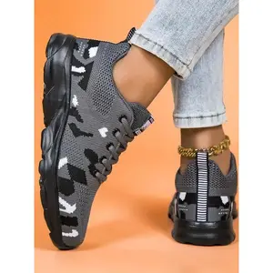 Women's Fashionable Camo Print Breathable Sneakers, Casual Comfortable Sports Running Shoes, Female All-match Round Toe Shoes for Daily Wear