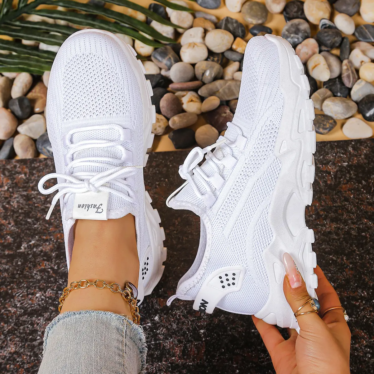 Women's All-Purpose Sneakers - Breathable Knit Non-Slip Chunky Shoes | Ideal for Walking, Workout, Gym & Casual Outings fly