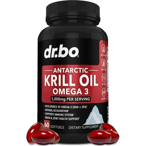 Krill Oil Omega 3 500mg - Antarctic Krill Oil 1000mg Softgels Capsules EPA, DHA, Astaxanthin, Phospholipids - Omega 3 Fatty Acids Supplements, Natural Pure Supplements for Women & Men - 60 Softgels