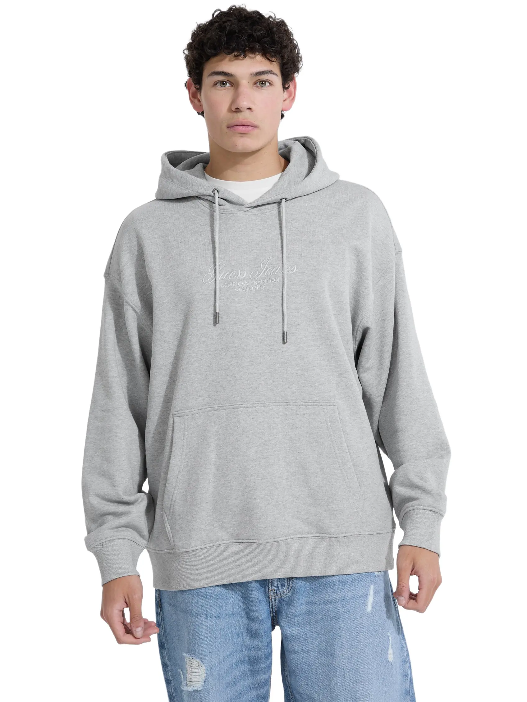 GUESS Jeans Male Embroidered Logo Hoodie