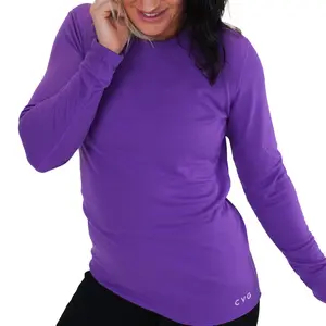 CVG Women's Long Sleeve Thermal Top - Purple, Soft & Stretchy Waffle Knit, Premium Rayon Spandex Blend, Athletic Fit, Ideal for Training & Everyday Wear