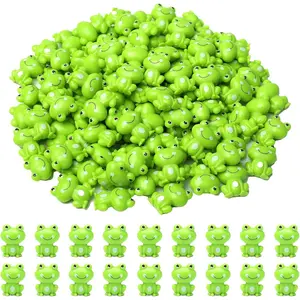 100 Pack Mini Green Plastic Frogs, Small Frog Figurine  Frogs to  Fairy Garden Miniature Dollhouse Home Decor Frog Decorations for Party
