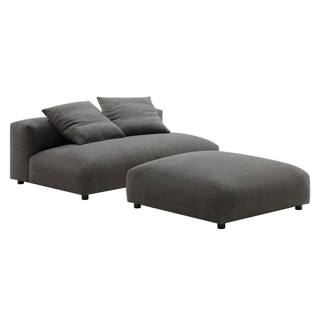 Modway Solace Modular Upholstered Fabric Armless Loveseat and Ottoman Set