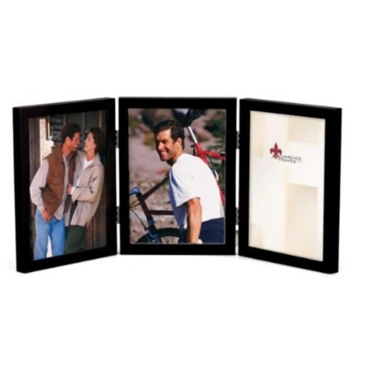 212 MAIN Black Hinged Gallery-Style Wood Triple Photo Frame with Spline Joint for 4x6 Images, Baby Nursery Decor, Elegantly Framing Any Image, Tabletop or Wall Display