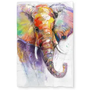 Begin Home Decor C1DCTXLW3ME38H Beautiful & Colorful Elephant Twin Size Extra Long Duvet Cover - Wildlife Decor