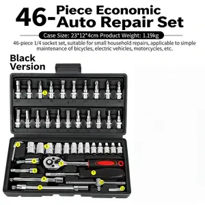 Car Owners' Must-Have! A single set solves all maintenance problems! 46-piece household car repair tool kit with ratchet torque wrench and screwdriver toolbox