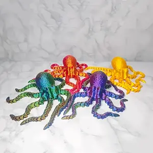 3D Printed Octopus Toy Ornament, 1 Count Creative Lifelike Octopus Decoration, Desktop Statue Decoration for Home Office, Unique Gift for Boys & Girls