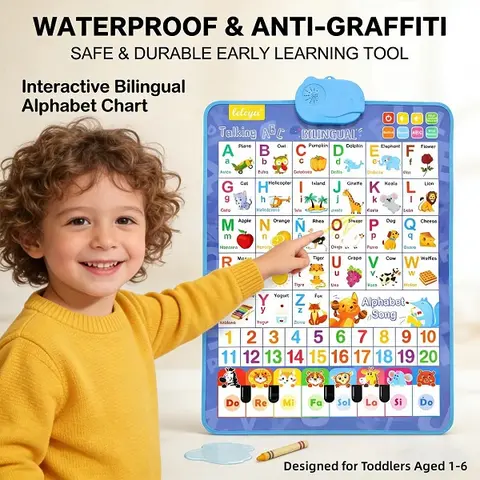 Bilingual English-Spanish Children's Early Learning Poster, Educational Language Toy for Kids