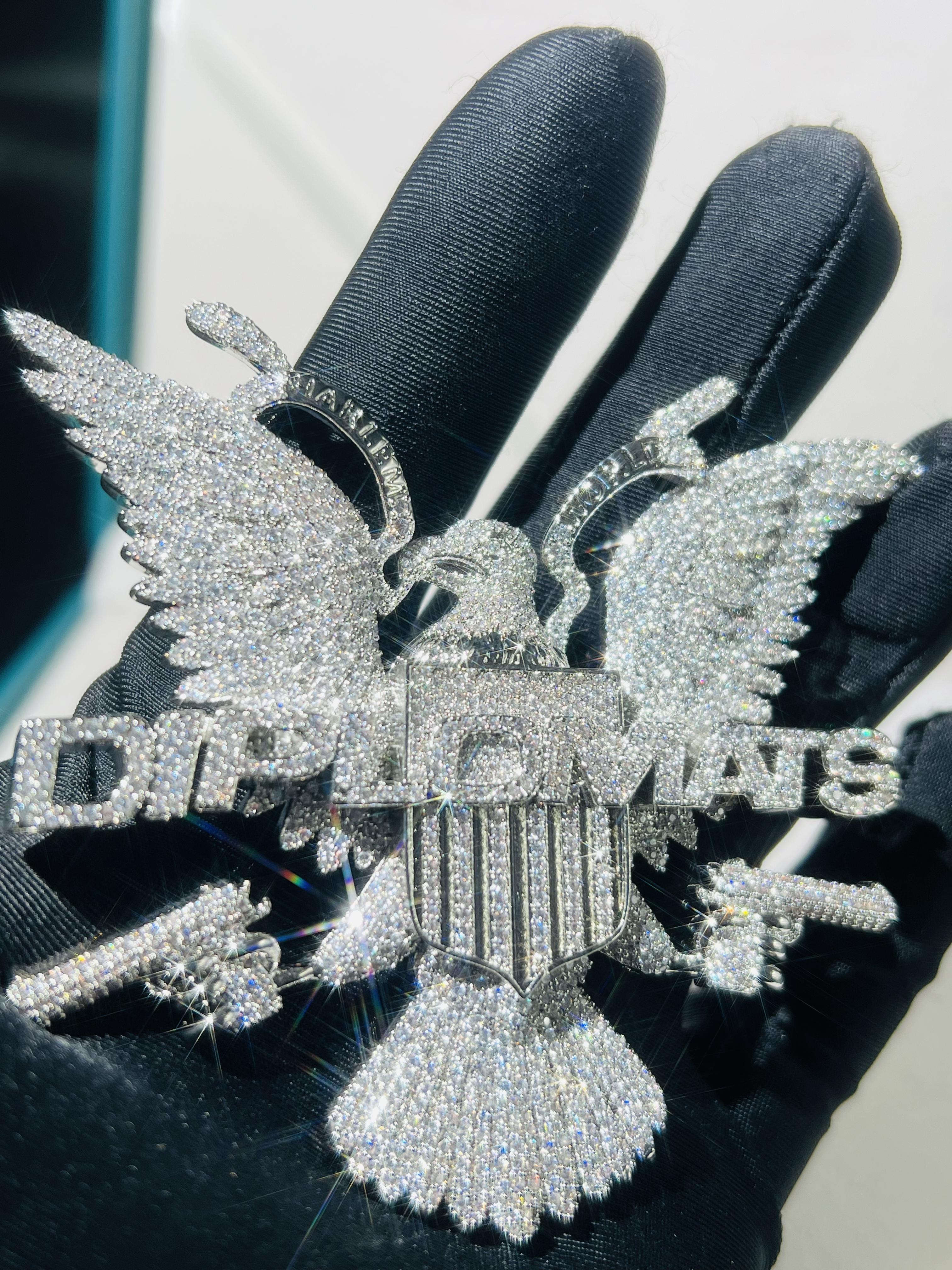 Luxury Desert Eagle Customized Ice Diamond Pendant, High Quality Rose Gold Plated Hip Hop Pendant for Men and Women, Party Wear, Nickel Free, Lead Free, Large Party Wear, Hip Hop Gift