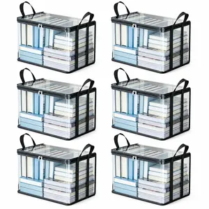 6-Pack Large Thick Transparent Plastic Storage Boxes(with Hinged Lid)-Sturdy and durable these large-capacity storage boxes are ideal for home travel camping, moving and attic storage