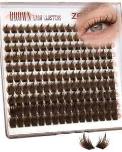 Brown Lash Clusters with Spikes Dark Brown Manga Lash Clusters Wispy Cluster Eyelash Extensions Fluffy Fairy Individual Lash Extensions 160PCS DIY Anime Eyelash Clusters 10-16mm