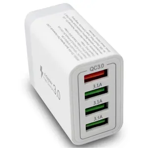 US Adapter, 4-in-1 Fast Charger with Four USB A Ports for iPhone iPad Airpod and More, Fast Charging Adapter Electronics Wall Charger usb charger port 4-in-1 usb multi  port quick charge adapter Cellphone Stylish Blends Perfectly Smartphone Pure White