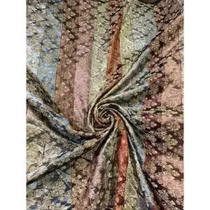 Beautiful vintage black gold floral poly brocade fabric 44” wide sold by the yard