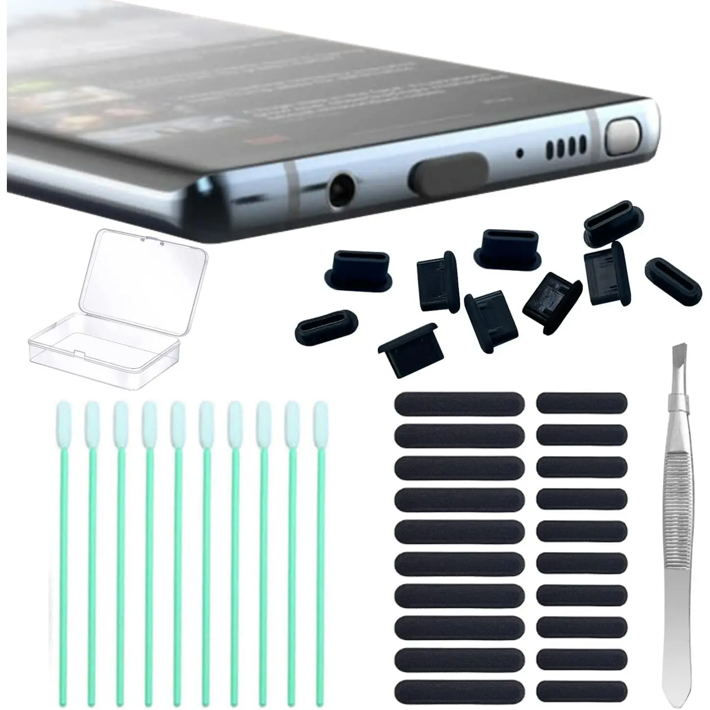 USB C Dust Plug, USB C Port Cover Phone Speaker Cover,Compatible w/ 15, Galaxy S24-S20, Pixel, MacBook, iPad,  & All Type-C Ports (10-Pack)