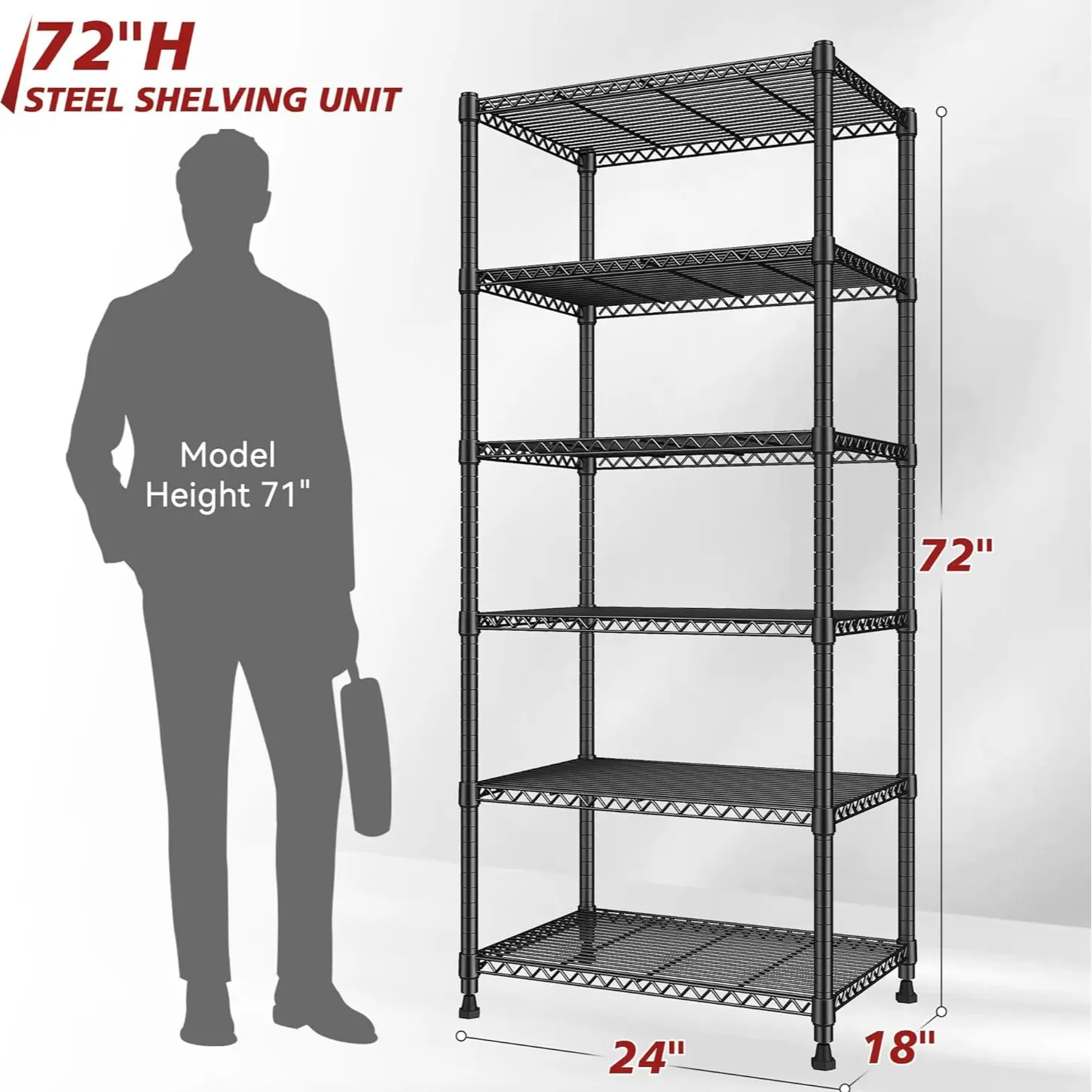6 Tier&1000LBS-24"W*18"D*72"H