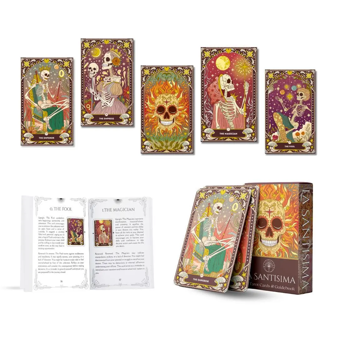 La Santisima Tarot Deck with Tarot Card Book, Exquisite Art, Vibrant Gloss for Card Game Enthusiasts